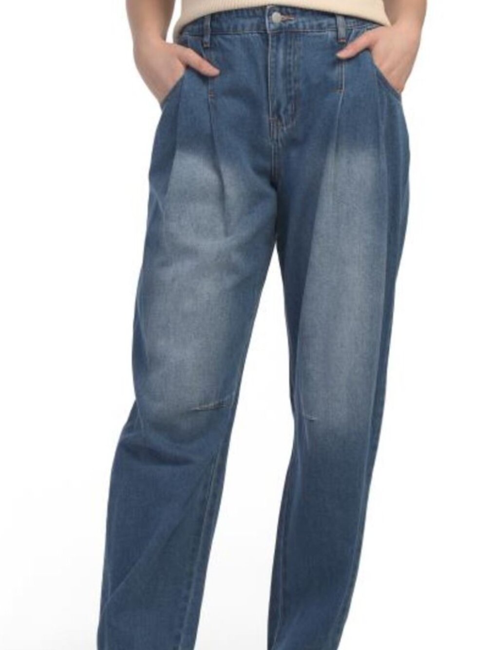 NWT Sunday Edition Medium Wash Balloon Elastic Waist Jeans Size Large
